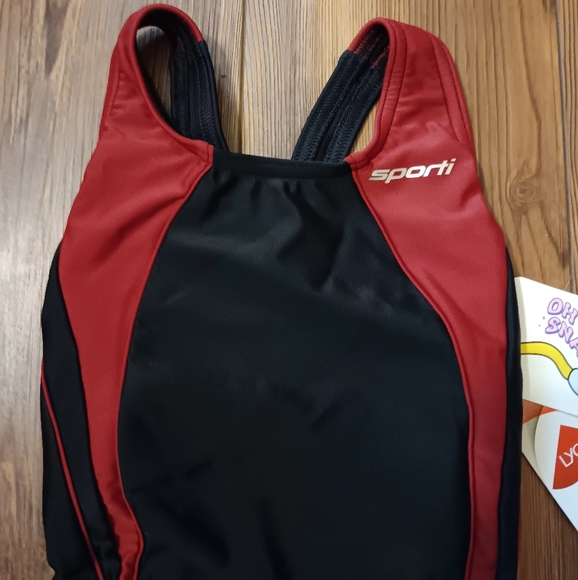 SPORTI Piped Splice Wide Strap Athletic Grade One Piece Swim Suit - Picture 2 of 7